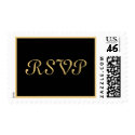 Elegant Black Gold RSVP Postage Stamp