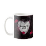 Elegant Black Heart and Red Roses Grunge Art Coffee Mugs