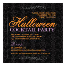 Elegant Black Lace Halloween Cocktail Party Announcements