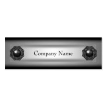 Elegant Black Metal Silver Skinny 2 Business Cards