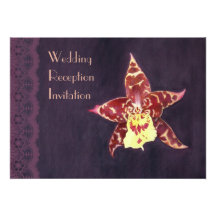 Elegant black orchid deco wedding reception invite