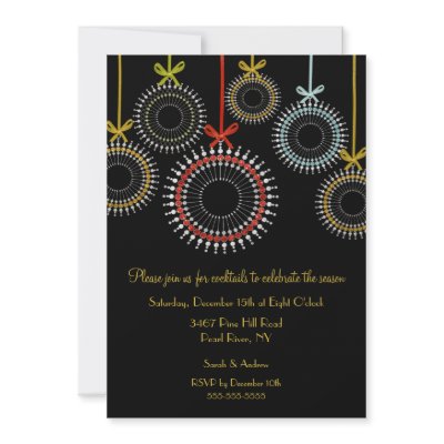 Elegant Black Ornaments Holiday Party Invitation by celebrateitinvites