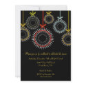 Elegant Black Ornaments Holiday Party Invitation