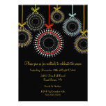 Elegant Black Ornaments Holiday Party Invitation