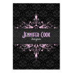 Elegant Black & Pink  Vintage Floral Damasks Business Card