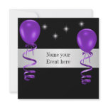Elegant Black Purple Balloons Special Event Invitation