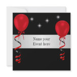 Elegant Black Red Balloons Special Event Custom Announcements