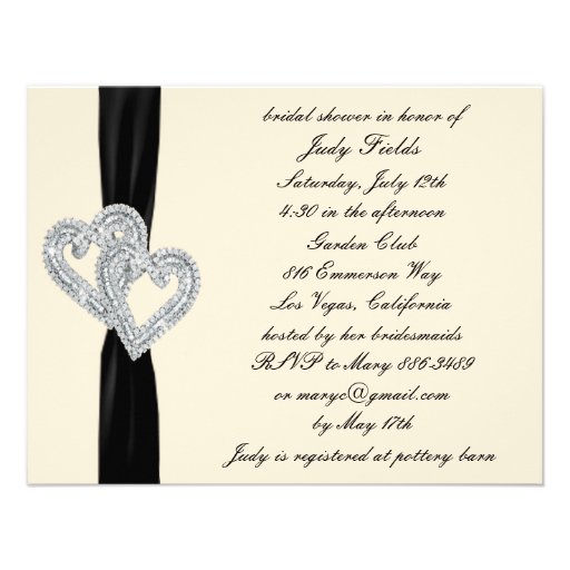 Elegant Black Ribbon Bridal Shower Invitations