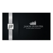 Elegant Black & Silver Accounting with Graph Logo Business Cards
