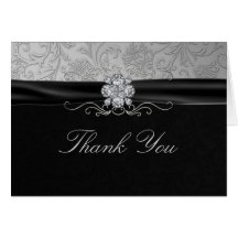 Elegant Black & Silver Diamond Thank You card
