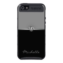 Elegant Black Silver Fleur de Lis Covers For iPhone 5