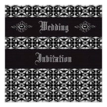 Elegant Black & Silver Jewels Wedding Invites