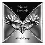 Elegant Black Silver Metal Mask Event Party 2 Invite