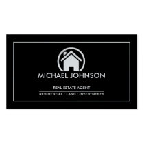 Elegant Black & Silver Professional Real Estate cartes professionnelles
