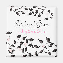 Elegant Black Vines Save the Date Refrigerator Magnets
