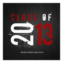 Elegant Black, White and Red Class of 2013 Custom Invites