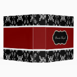 Elegant Black, White, and Red Damask Binder