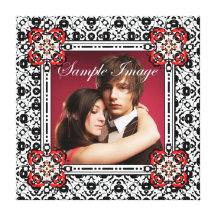 Elegant Black, White and Red Wedding Photo Frame Canvas Print