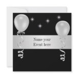 Elegant Black White Balloons Special Event Custom Invitation