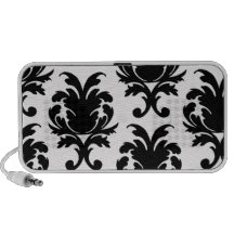 elegant black white damask mini speakers