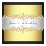 Elegant Black & White Gold Roses Birthday Party Personalized Invitations