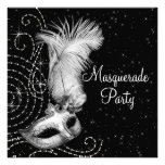 Elegant Black White Masquerade Party Personalized Invites