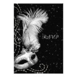 Elegant Black White Masquerade Party Personalized Invitations