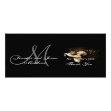 Elegant Black & White Monogram Wedding Thank You Custom Announcement