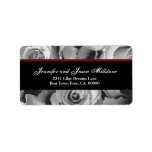 Elegant BLACK WHITE RED Roses Wedding Label