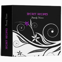 Elegant Black & White Retro Swirls Template Vinyl Binders