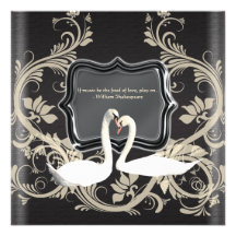 Elegant black white vintage engagement invite