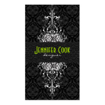 Elegant Black & White  Vintage Floral Damasks 3 Business Card Templates