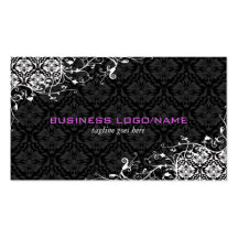 Elegant Black & White  Vintage Floral Damasks Business Card Templates