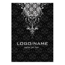 Elegant Black & White  Vintage Floral Damasks Business Card