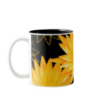 Elegant black & yellow lillies mugs & cups