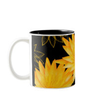 Elegant black & yellow lillies - mugs & cups