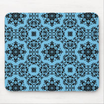 Elegant blue and black damask mouse pad