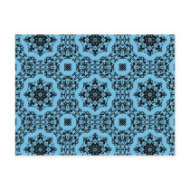 Elegant blue and black damask postcard