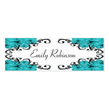 Elegant Blue and Black Flowers Business Card Template