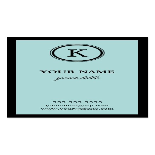 Elegant Blue and Black Monogram Business Cards