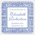 Elegant Blue and White French Lace Square Sticker