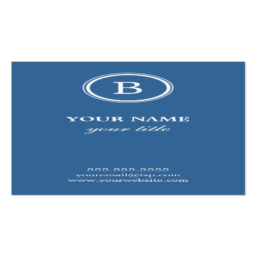Elegant Blue and White Monogram Profile Card Business Card Template