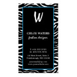 Elegant Blue and Zebra Monogram Business Cards