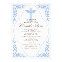 Elegant Blue Baptism Invitation