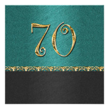 Elegant blue black 70th age party invitation