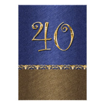elegant blue brown 40th party custom invite