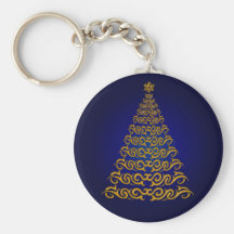 Elegant Blue Christmas Tree Key Chain
