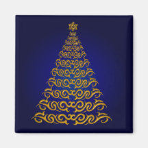 Elegant Blue Christmas Tree Magnet