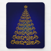 Elegant  Blue Christmas Tree Mouse Pad