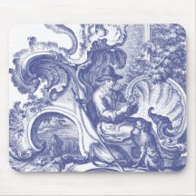 Elegant Blue French Baroque Toile Mouse Pad